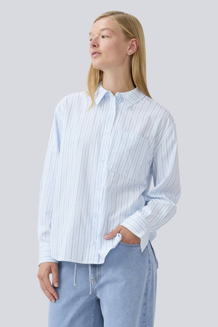 Modström - Millemd Stripe Shirt 58175 - 13619 - Light Blue And Navy Stripe