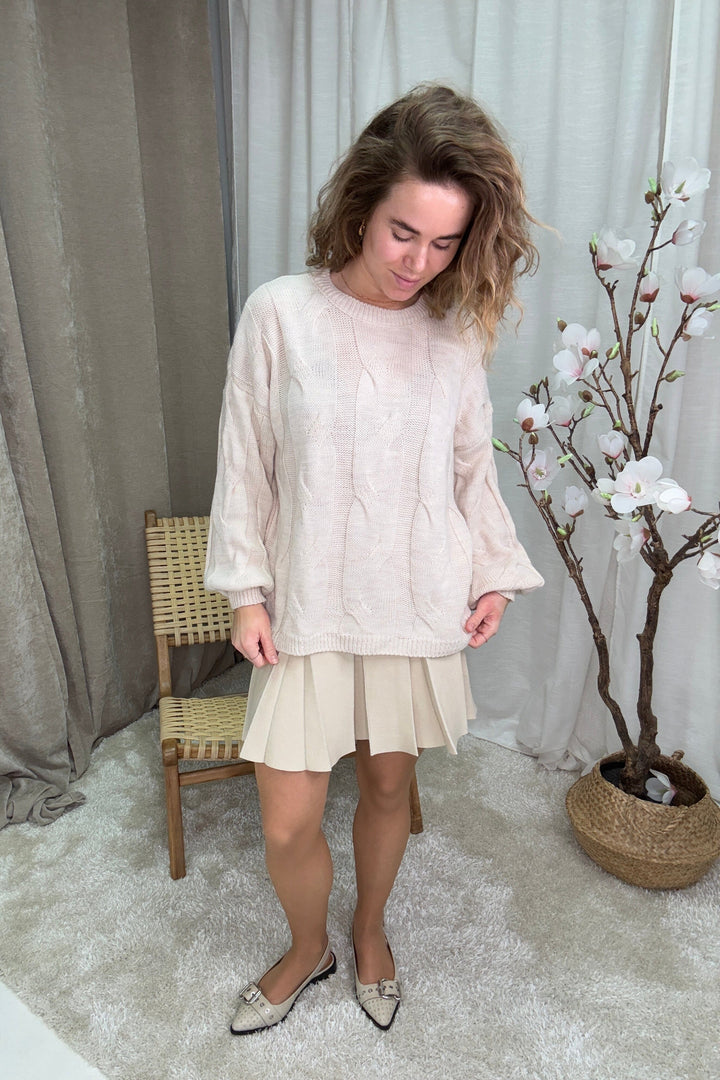 A-bee - Emilia - Beige Strikbluser 