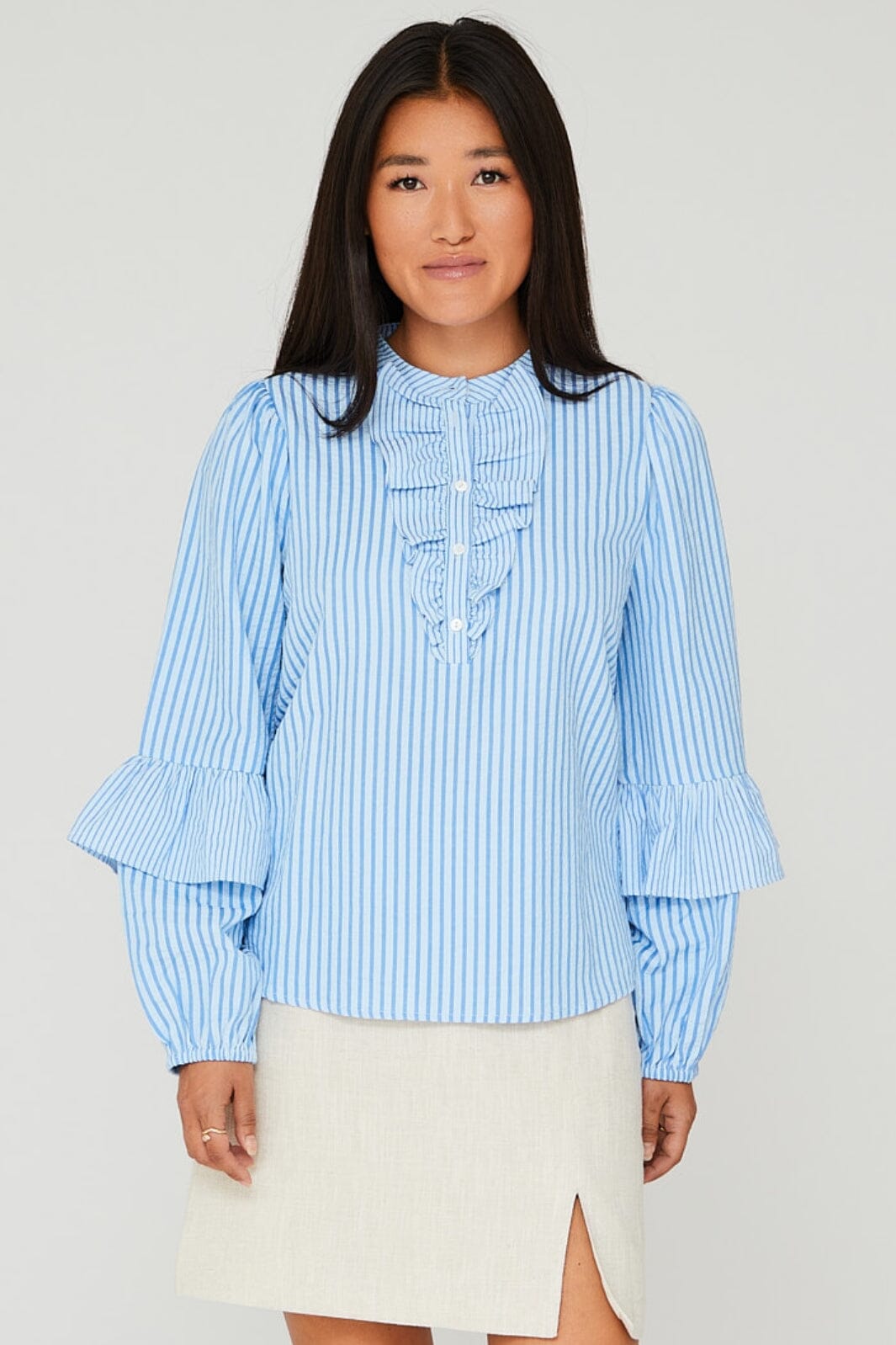 A-View - Karin Blouse - 121 Blue/White Skjorter 