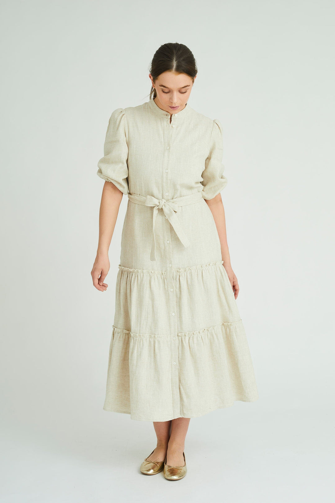 A-View - Linen Long Dress - 003 Light Sand Kjoler 