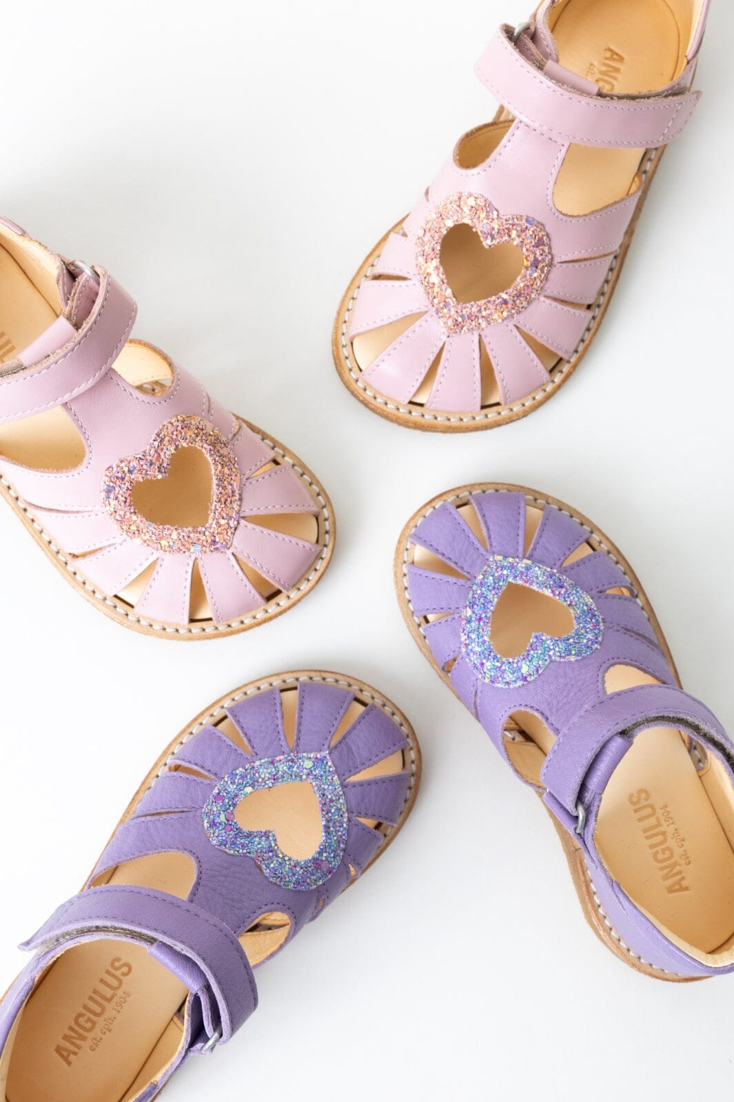 Angulus - Hjertesandal med glitter hjerte - 2720/2753 Lilac/Confetti Glitter Sandaler 