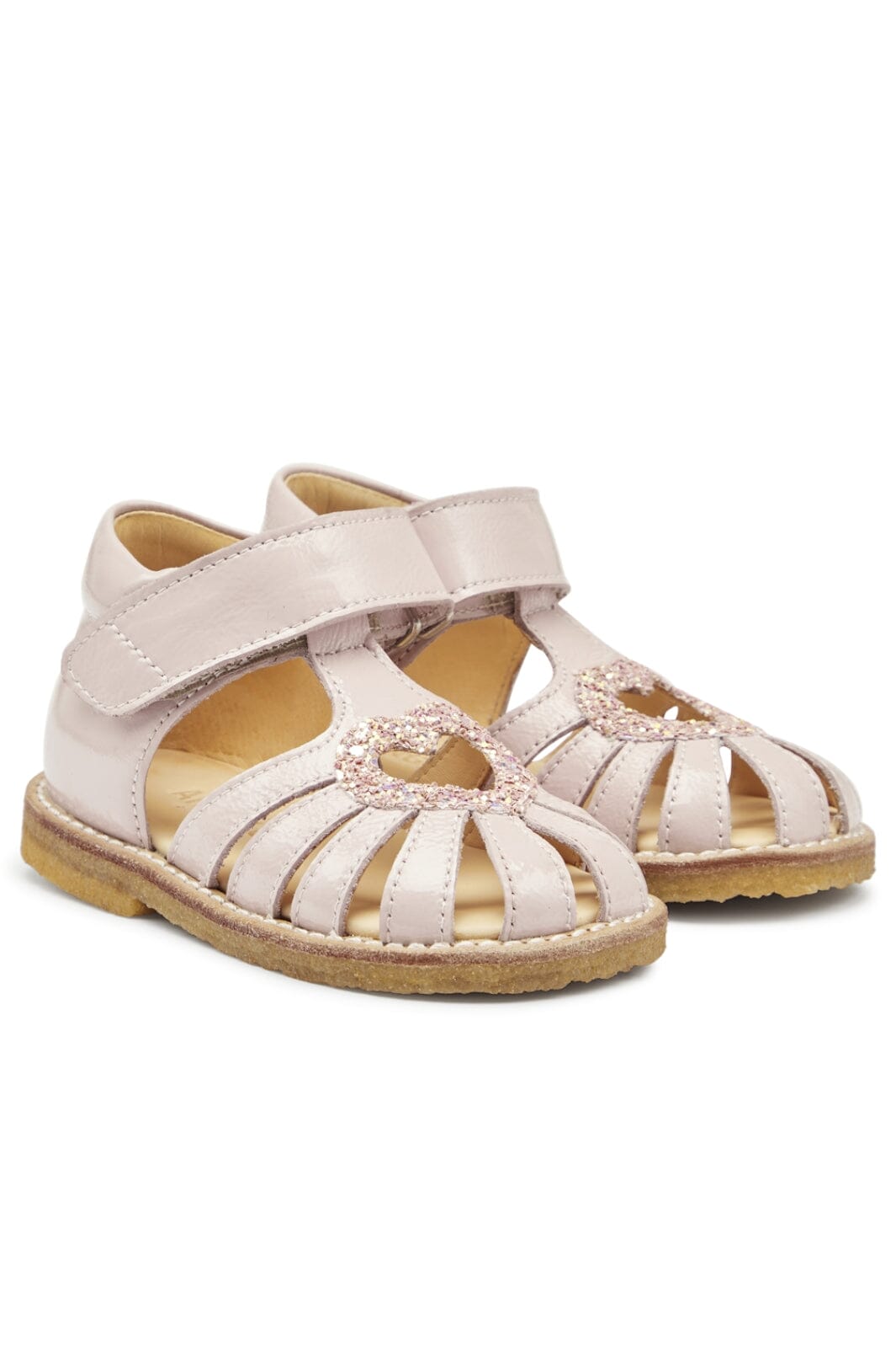 Angulus - Hjertesandal med glitter og velcrolukning - 2711/2750 Pale Rose/Rose Glitter Sandaler 