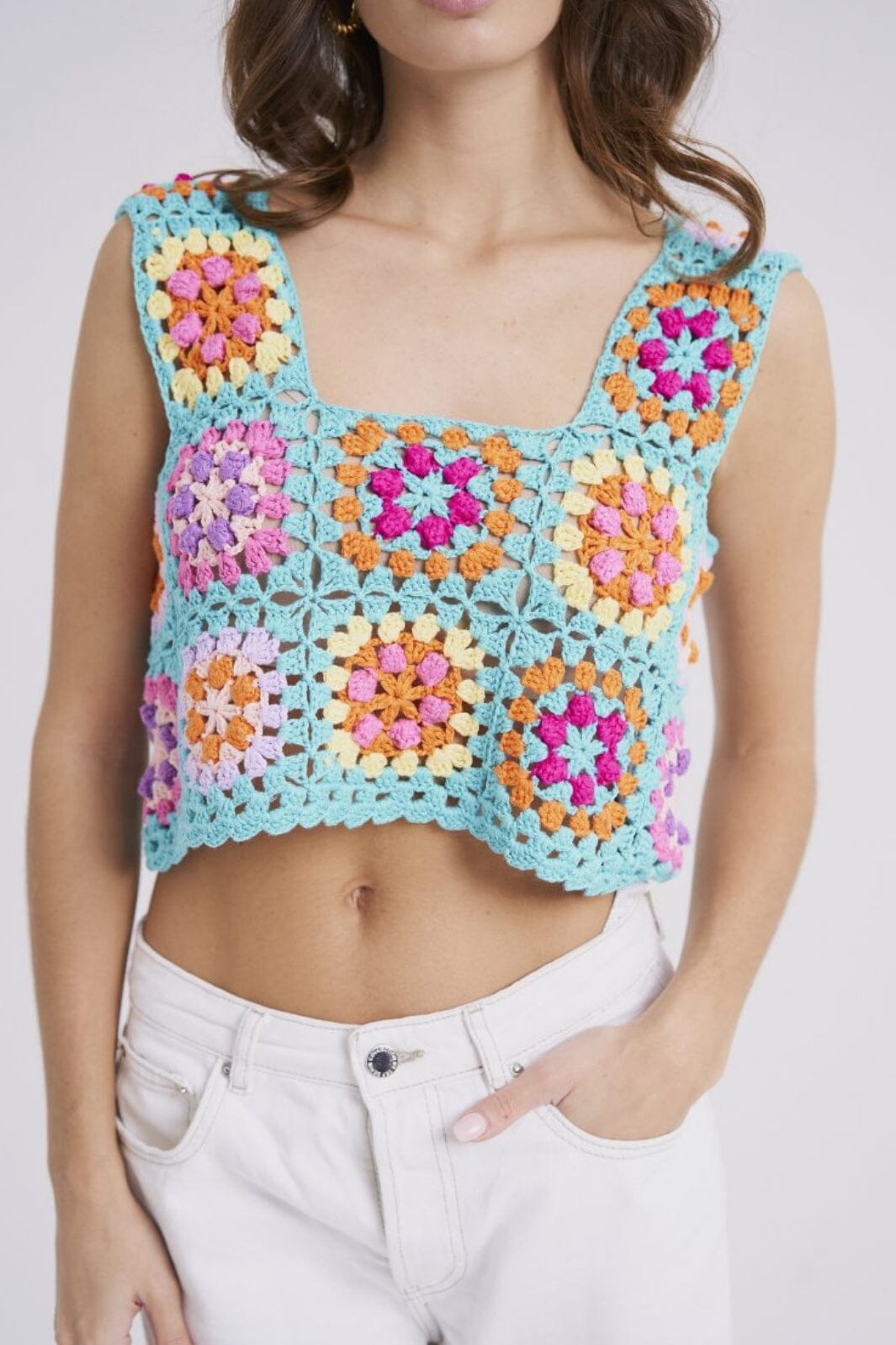 Anobel Copenhagen - Crochet Tank Top Q308 - Turquoise Toppe 