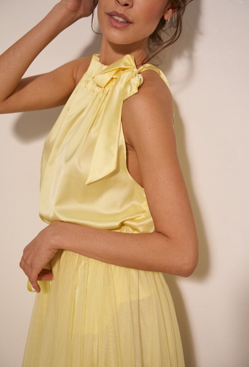 Anobel Copenhagen - Satin Top With Bow Ck08090 - Yellow Toppe 