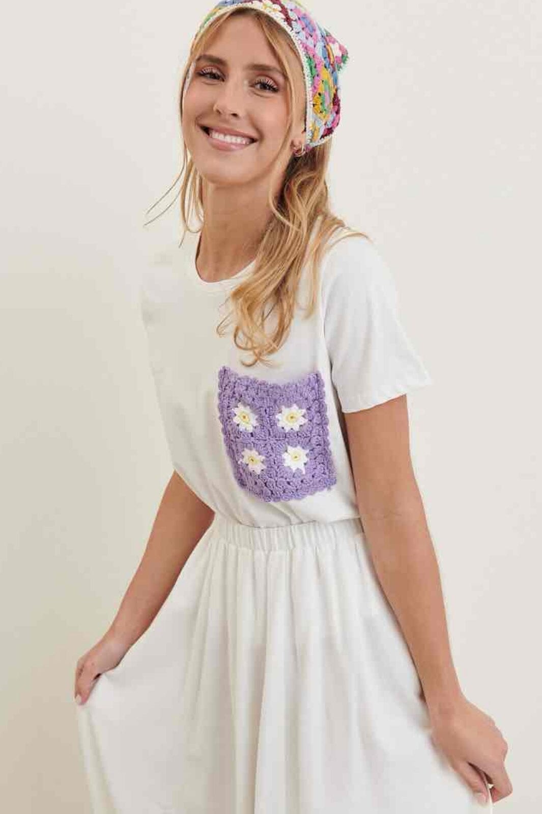 Anobel Copenhagen - T-shirt With Crochet Pocket Q05 - Lilac T-shirts 