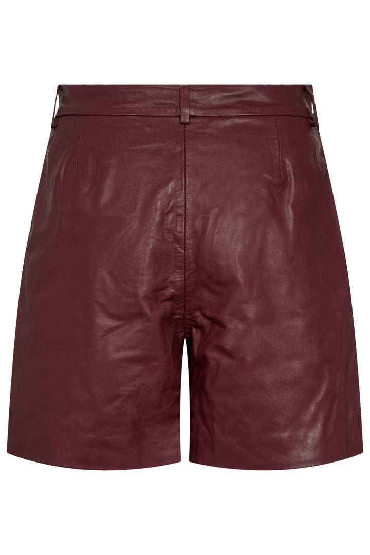 Co´Couture - Phoebecc Leather Pleat Shorts 31458 - 186 - Burgundy