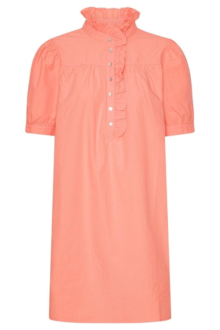 Continue - Ariana Poplin Dress Ss - Coral Kjoler 