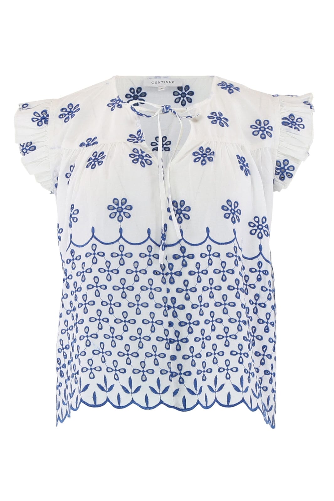 Continue - Lilly Embrodery - Offwhite W Blue Emb Toppe 