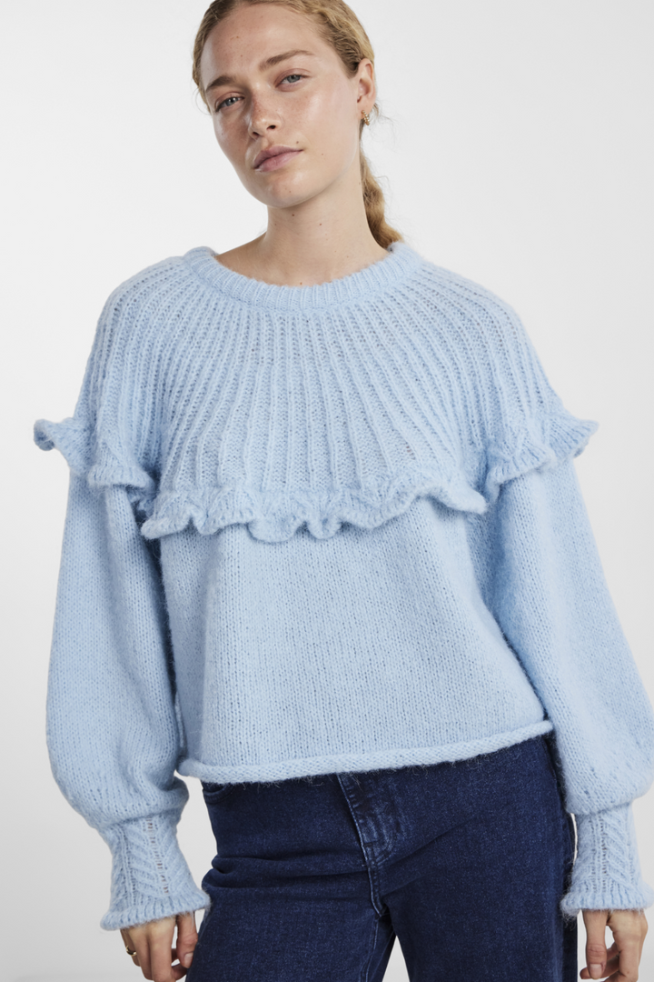 Pieces - Pcrikka Ls Oneck Knit - 4689667 Angel Falls