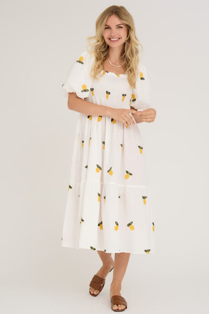 A-View - Cheri Fruit Dress - 200 White/Yellow