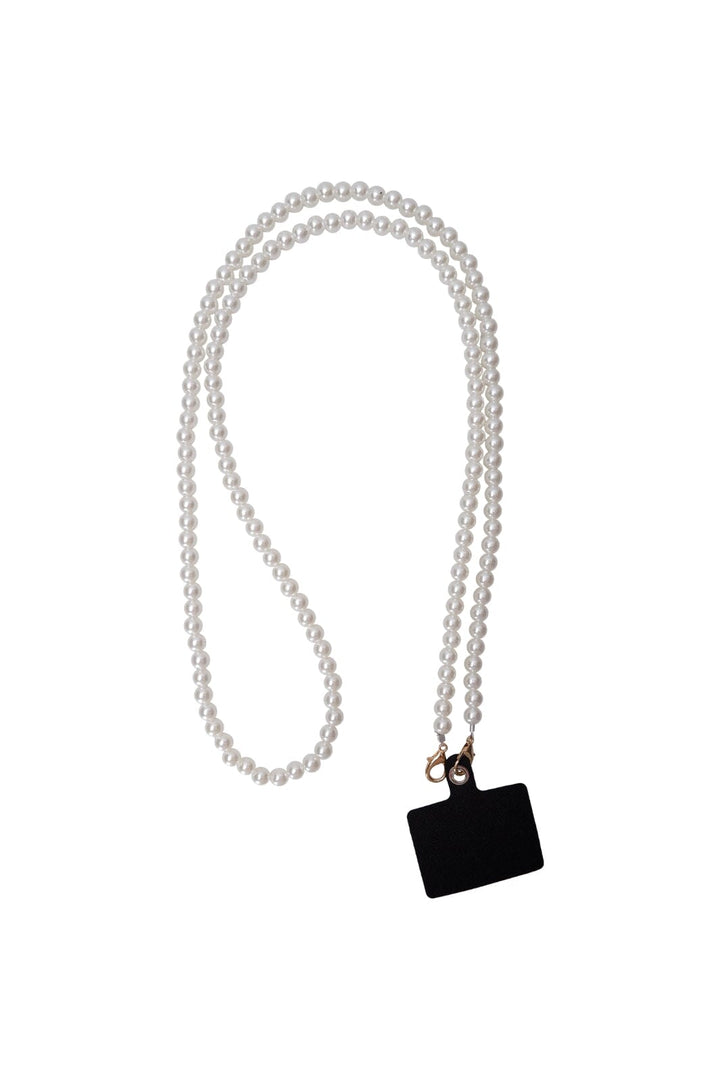 Forudbestilling - Black Colour - Bclori Beaded Phone Chain 10281 - White Accessories 