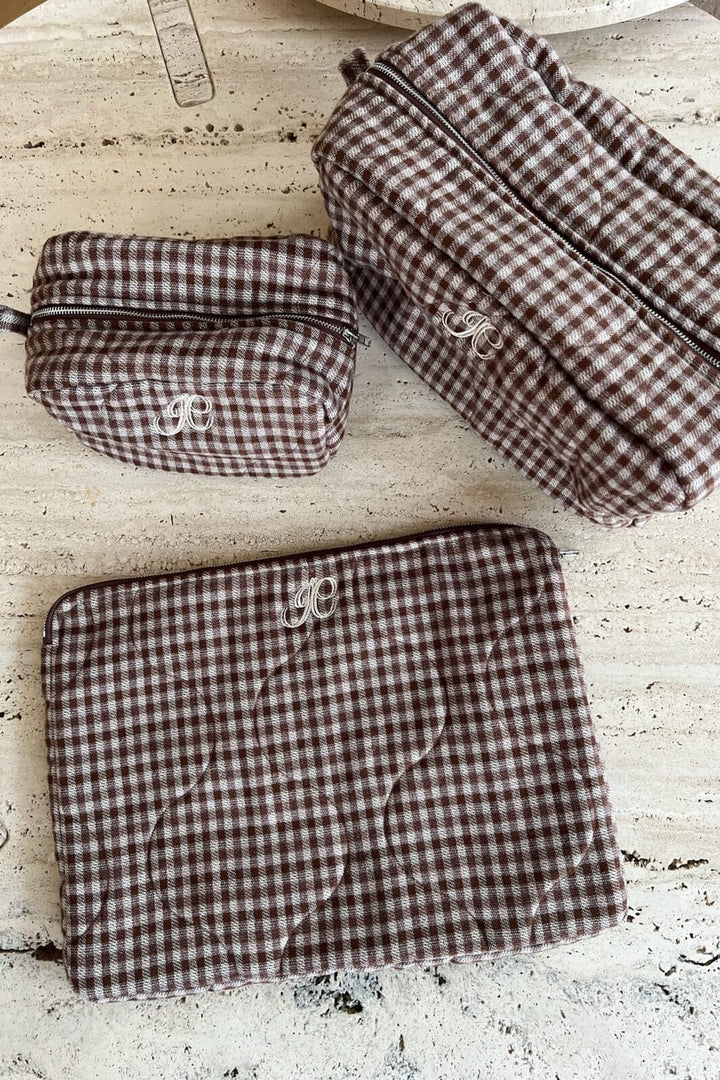 BYIC - Emilieic Cosmetic Bag A23746 - Brownc - Brown Checks