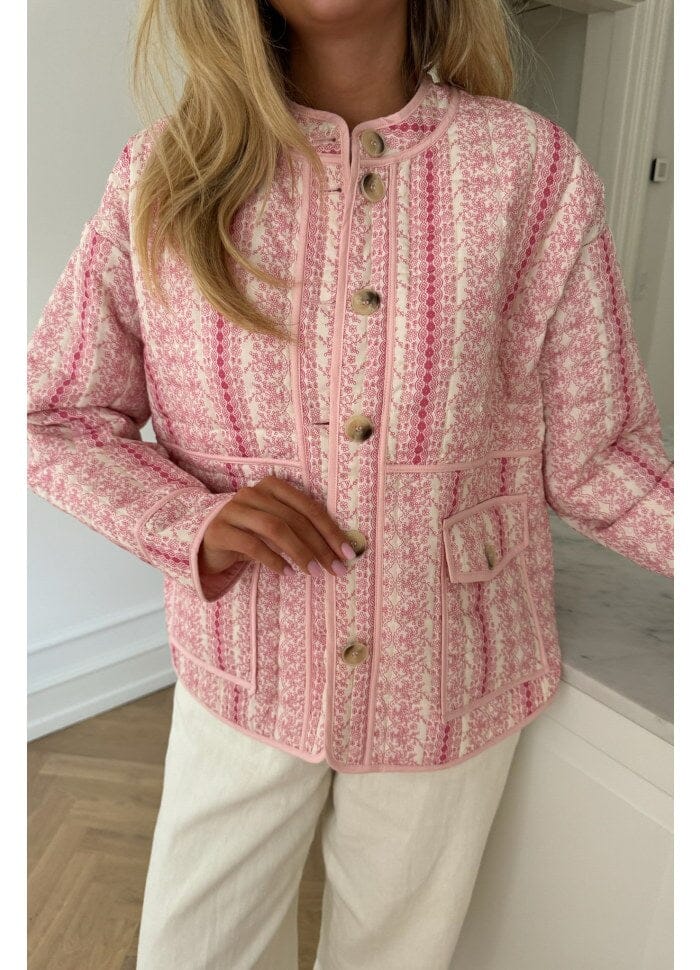 Forudbestilling - BYIC - Emmyic Quilted Jacket - pfp Pink Flower Print Jakker 