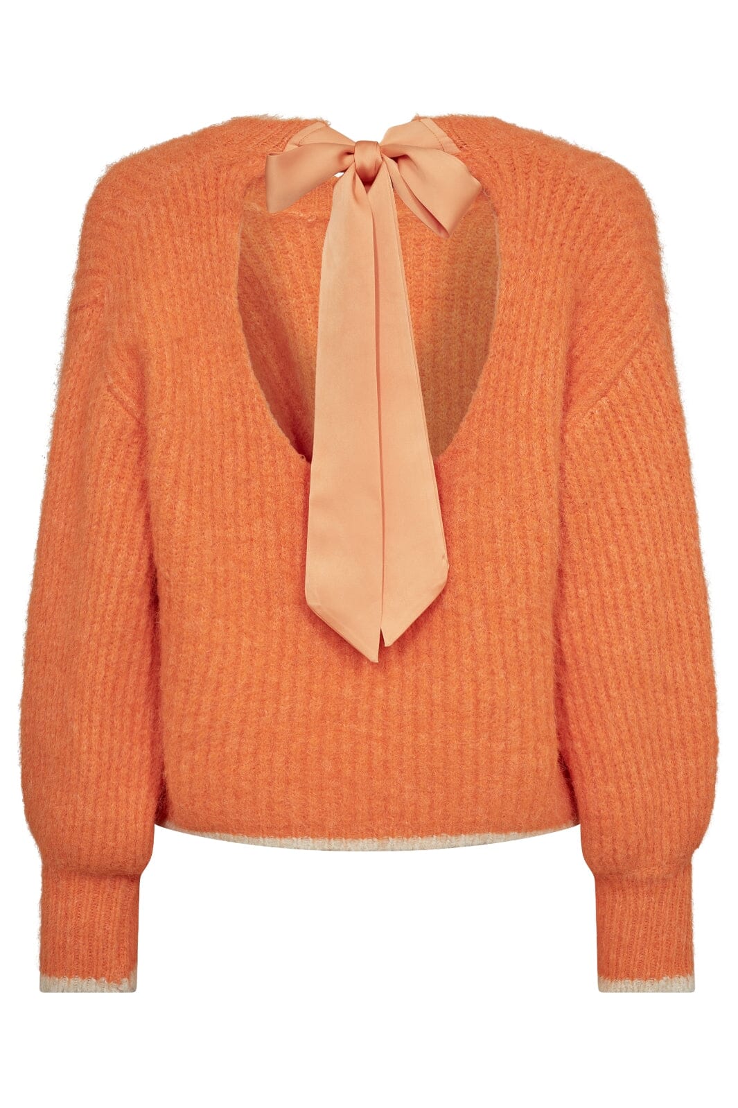 Forudbestilling - Co´couture - Coraliecc Bow Ls Rib Knit 32157 - 53 Orange Strikbluser 