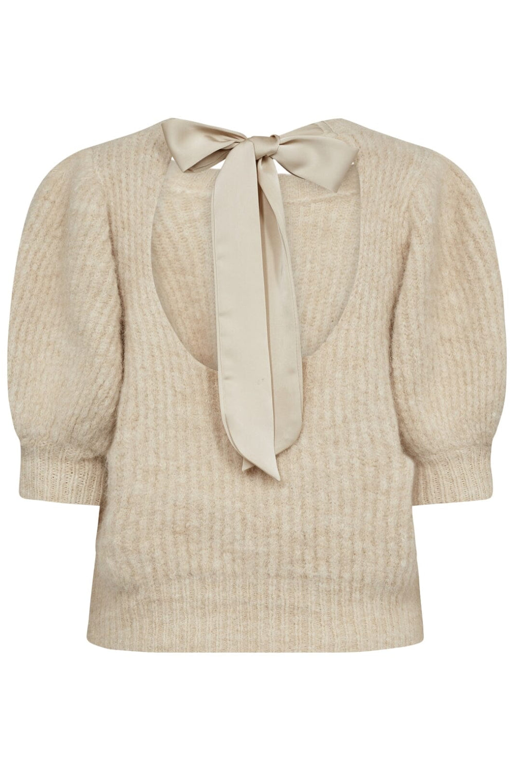 Forudbestilling - Co´couture - Coraliecc Bow Rib Knit 32135 - 199 Bone Strikbluser 