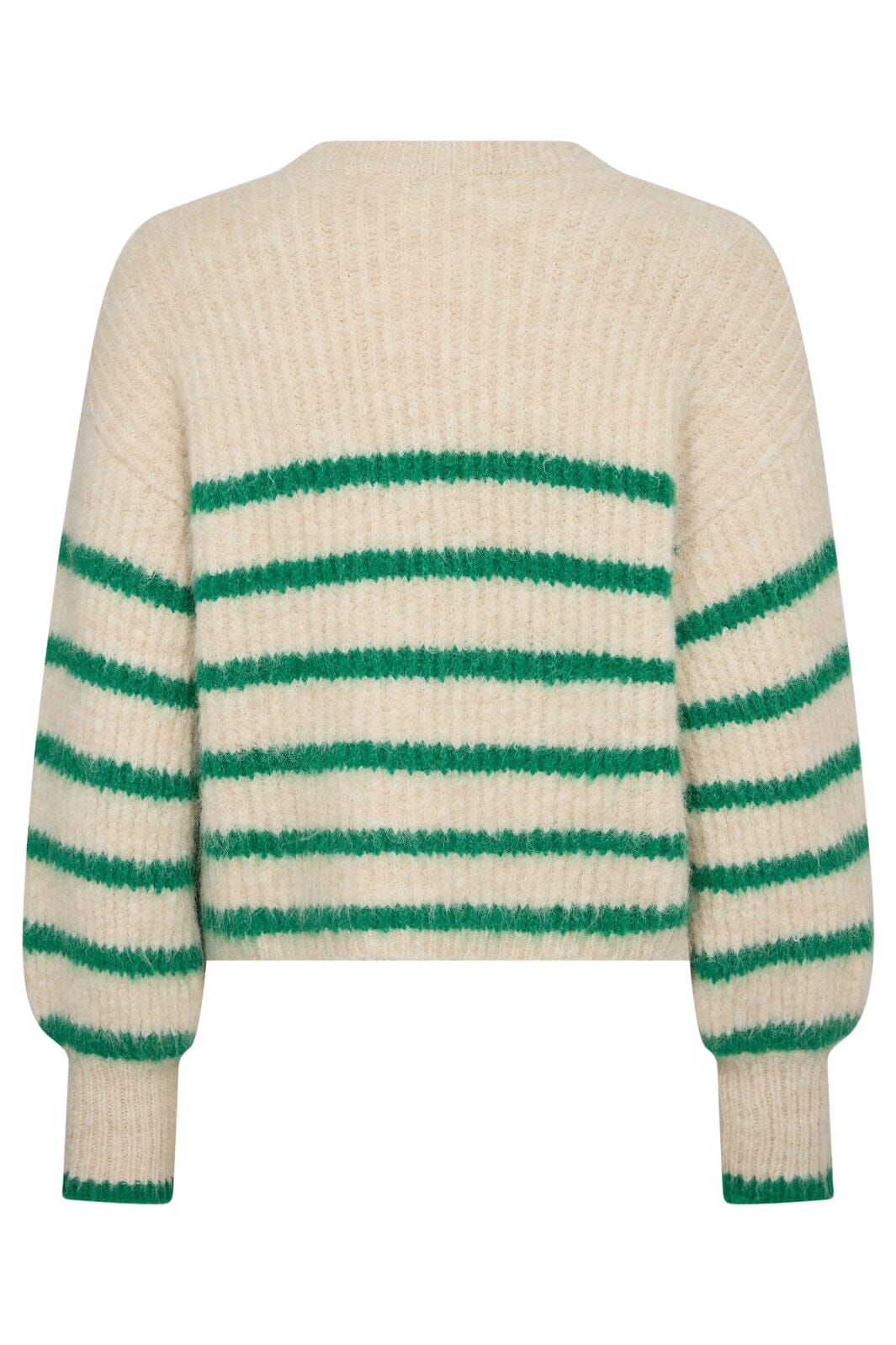 Forudbestilling - Co´couture - Coraliecc Crop Stripe O-Knit 32156 - 19934 Bonegreen Strikbluser 