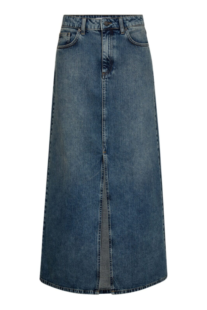 Forudbestilling - Co´couture - Darincc Long Slit Skirt 34148 - 552 Denim Blue Nederdele 