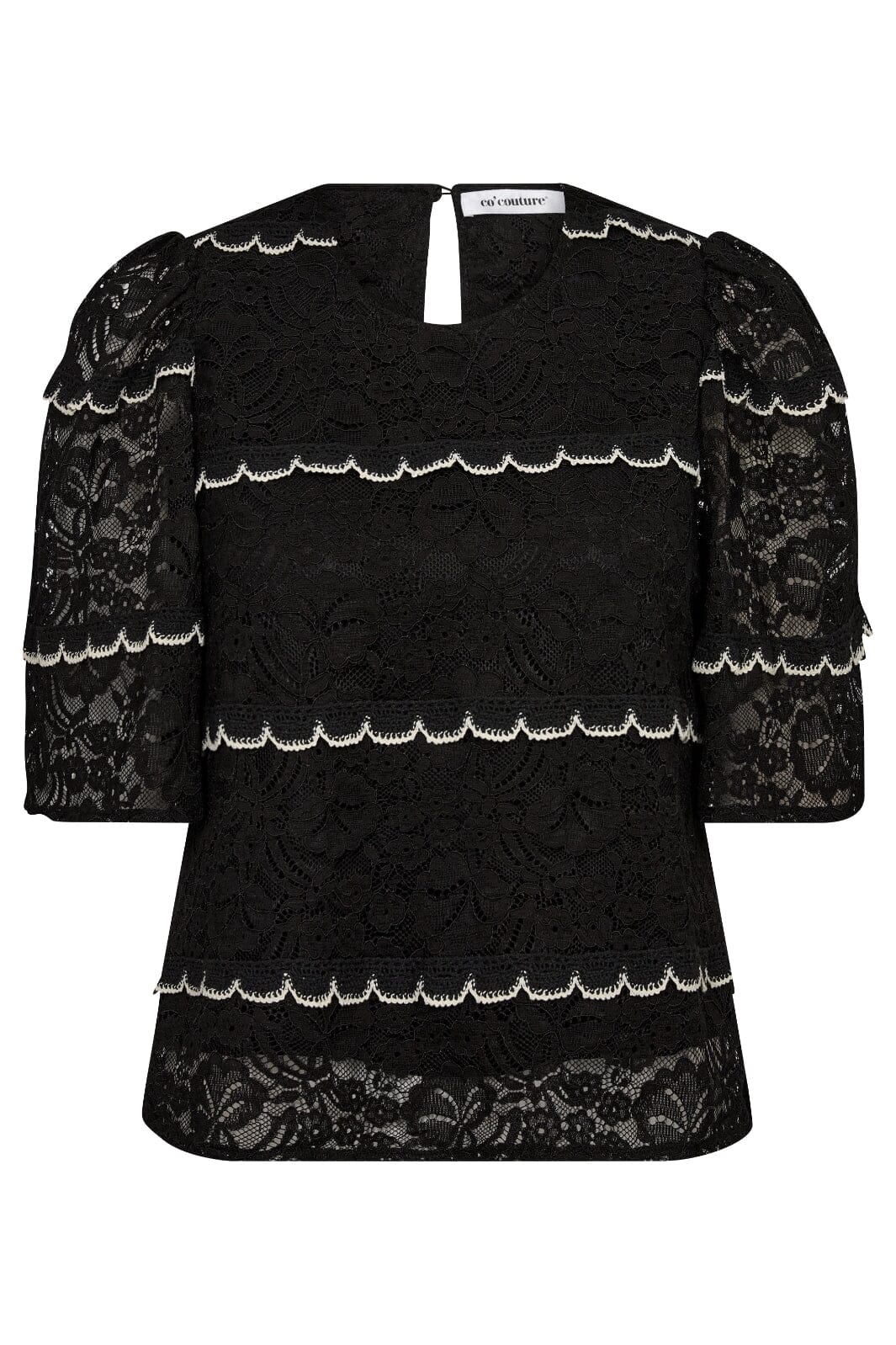 Forudbestilling - Co´couture - Loracc Lace Blouse 35635 - 96 Black T-shirts 