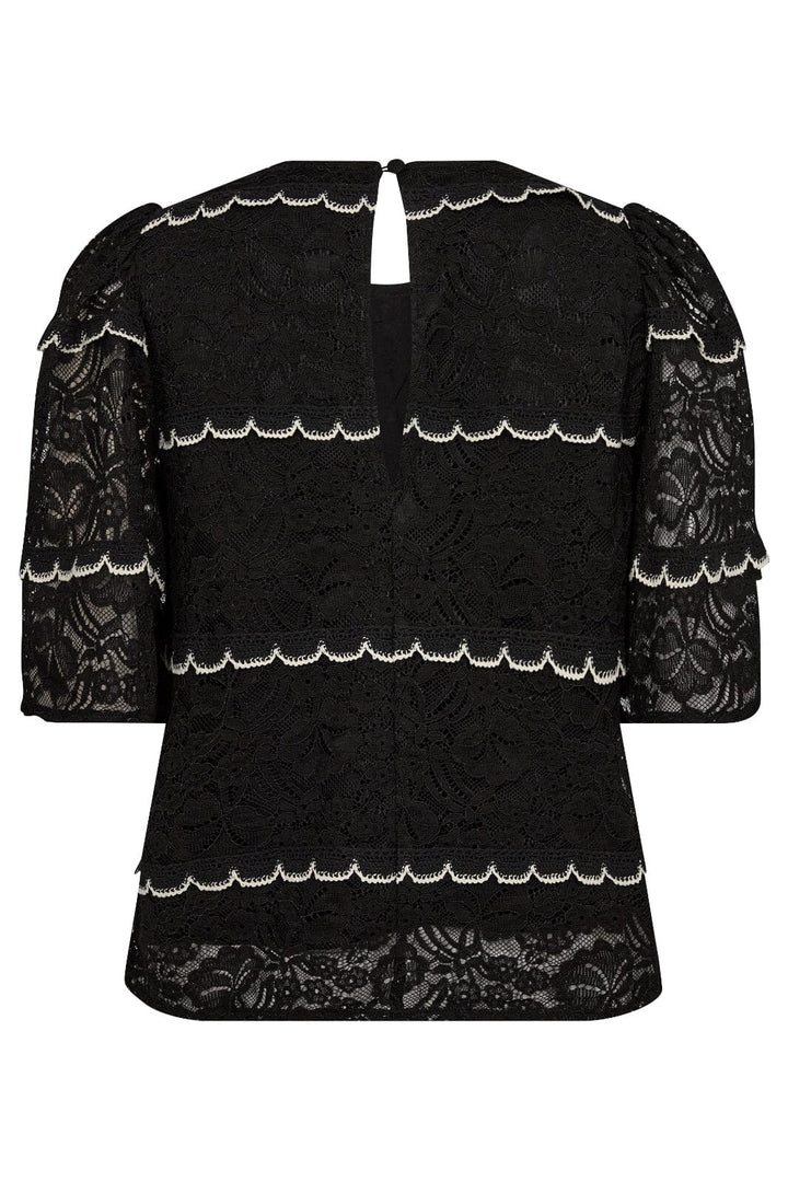 Forudbestilling - Co´couture - Loracc Lace Blouse 35635 - 96 Black T-shirts 