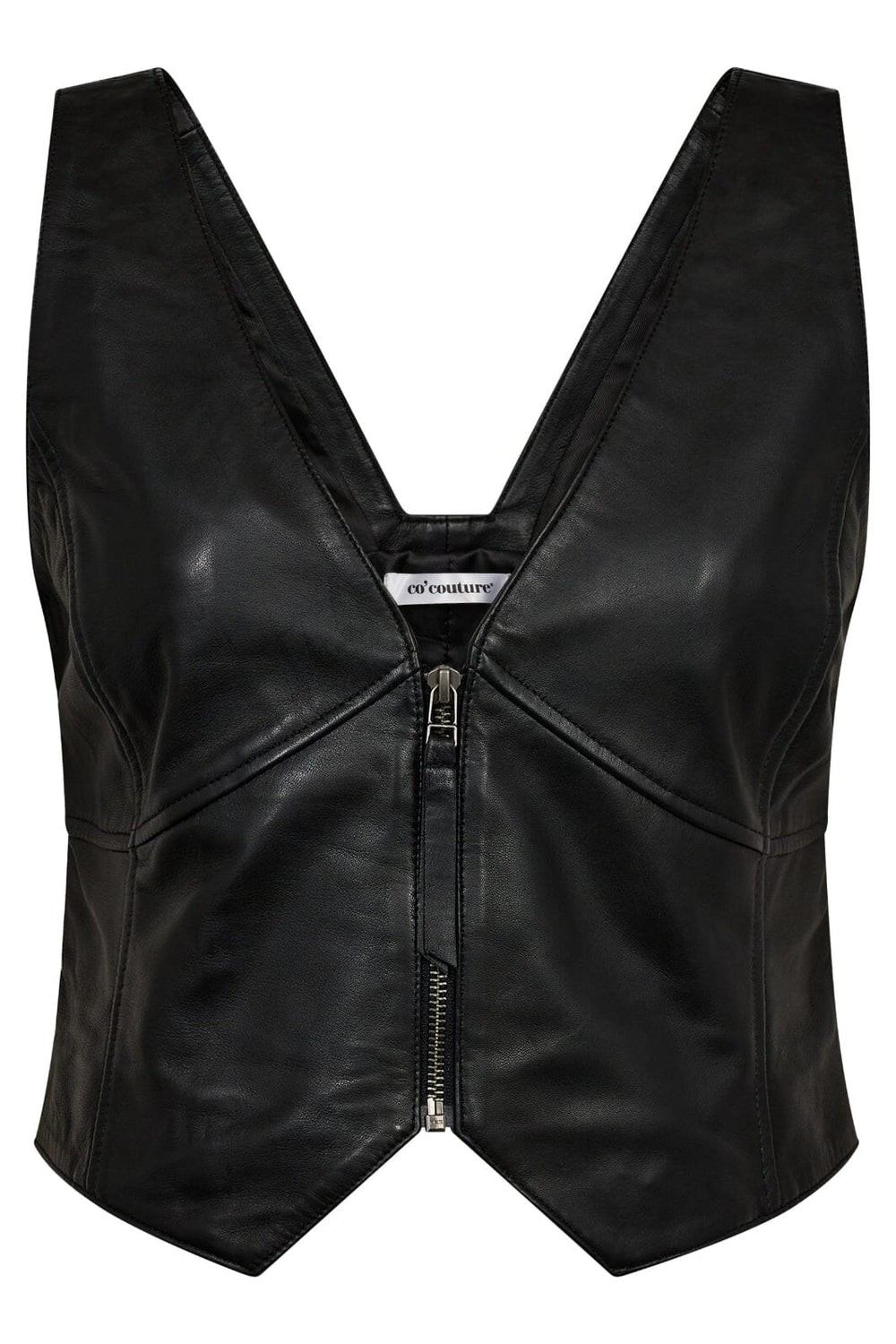 Forudbestilling - Co´couture - Phoebecc Leather Zip Vest 35731 - 96 Black Frakker 