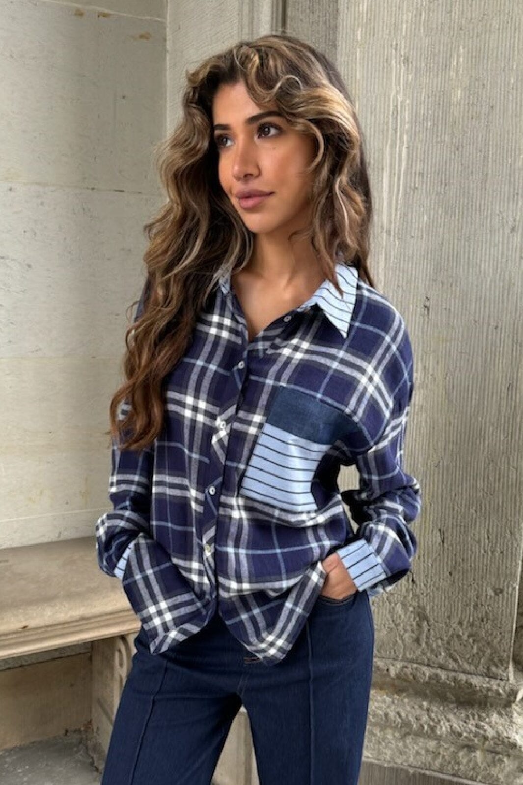 Continue - Alice Mix Shirt 14684 - Blue Check