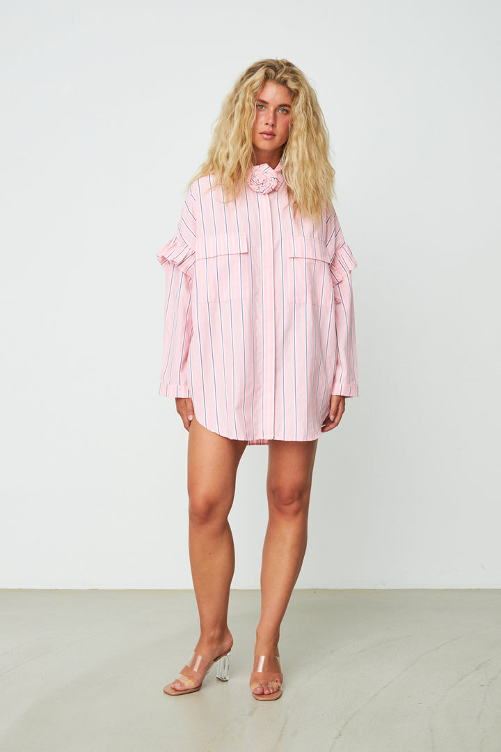 Forudbestilling - Cras - Flowercras Shirt - 8006 Pink Blue Stripe Skjorter 