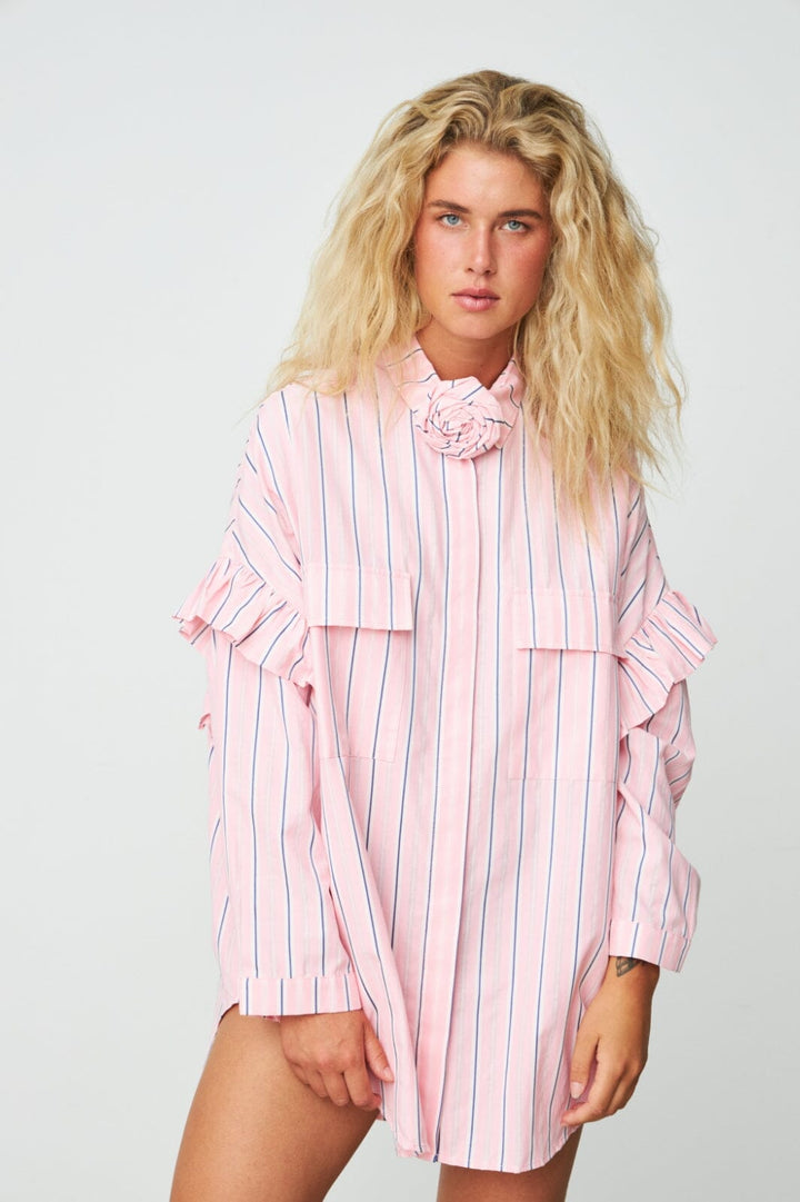 Forudbestilling - Cras - Flowercras Shirt - 8006 Pink Blue Stripe Skjorter 