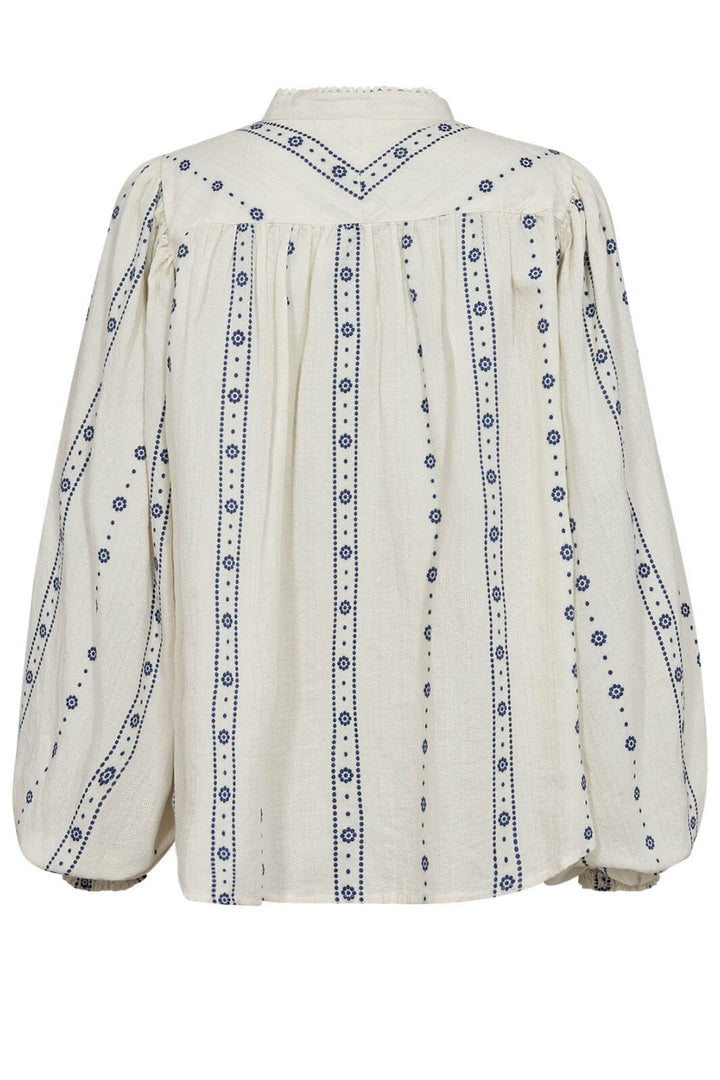 Forudbestilling - Gossia - Vibego Joe Blouse G2512 - Creme Blue Flowers Bluser 