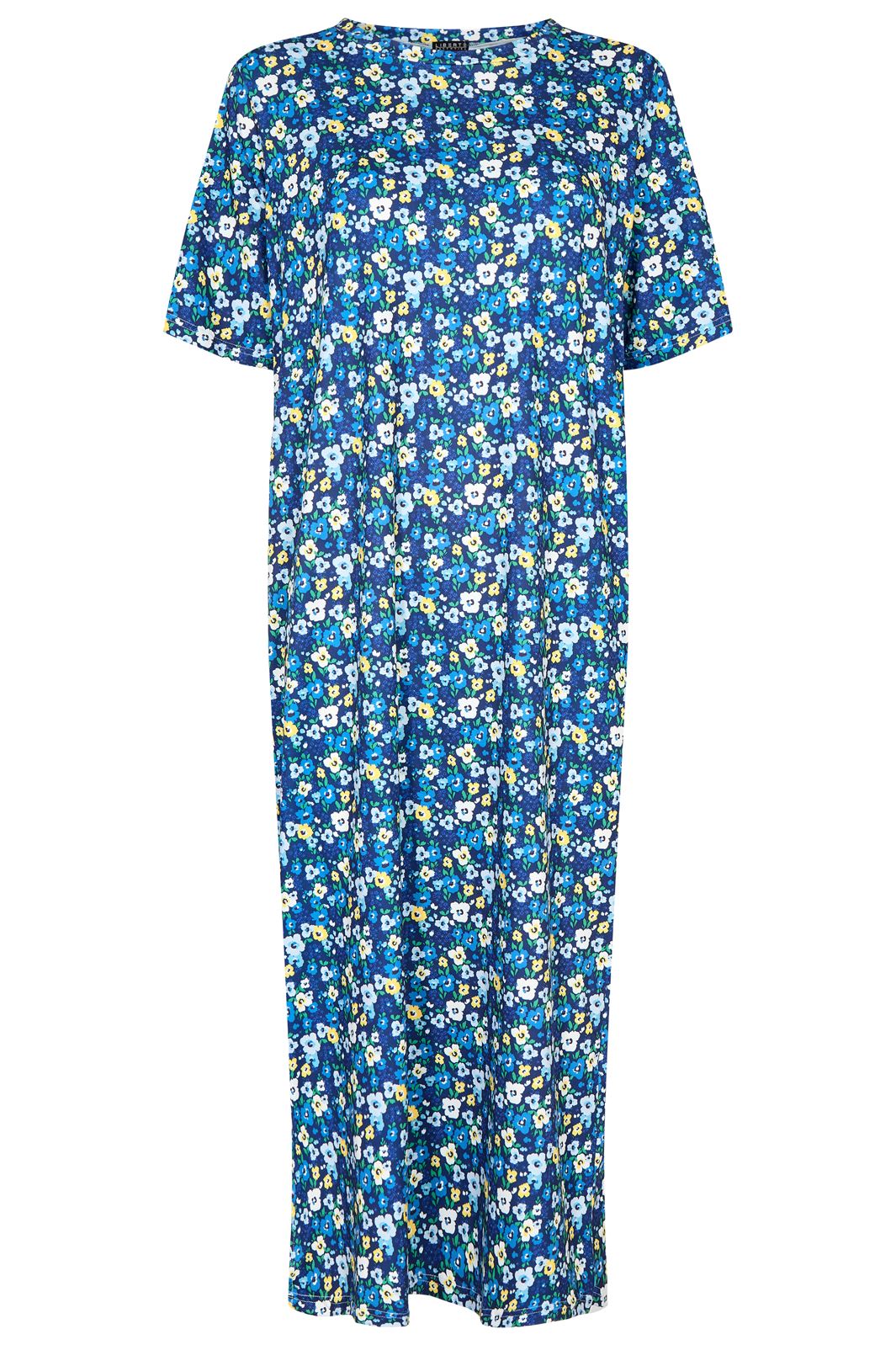 forudbestilling - Liberte - Alma T-shirt Dress - Navy White Flower (Maj) Kjoler 