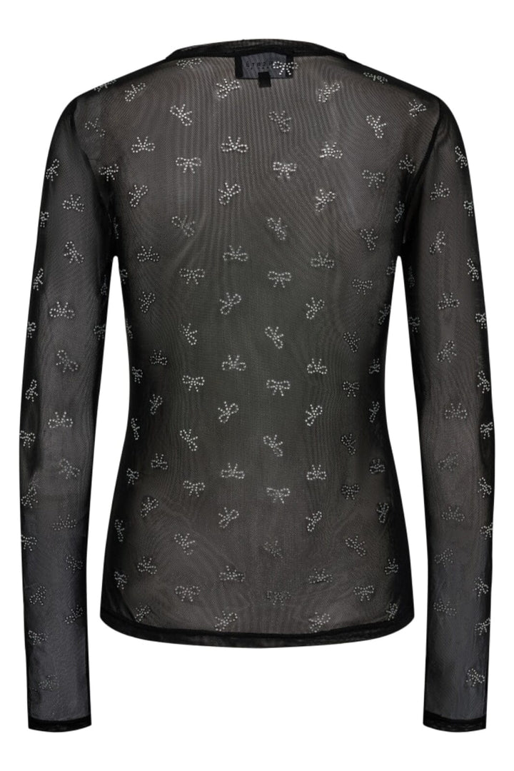 Forudbestilling - Liberte - Mesh-Ls-Sparkle-Tshirt 22134 - Black Bow Diamond Dot Bluser 