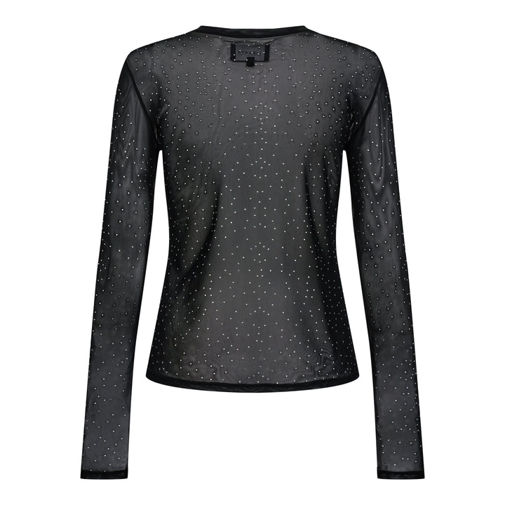 Liberte - Mesh-Ls-Sparkle-Tshirt 22134 - Black Diamond Dot