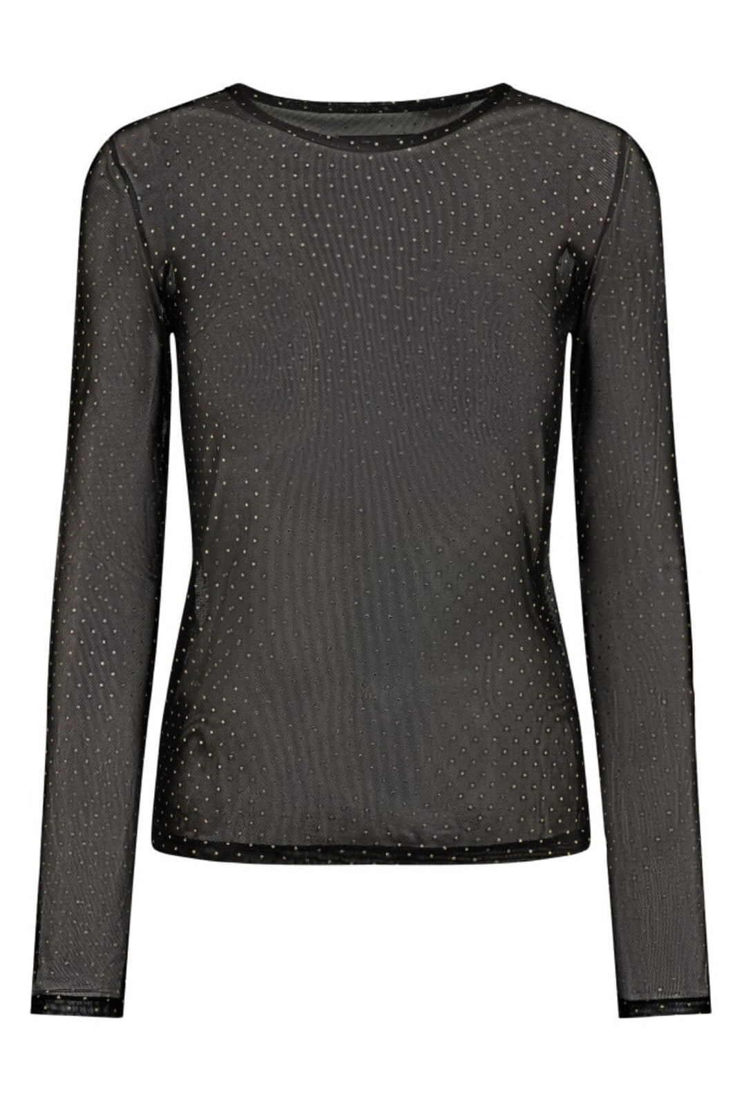 Forudbestilling - Liberte - Mesh-Ls-Sparkle-Tshirt 22134 - Black Gold Dot Bluser 