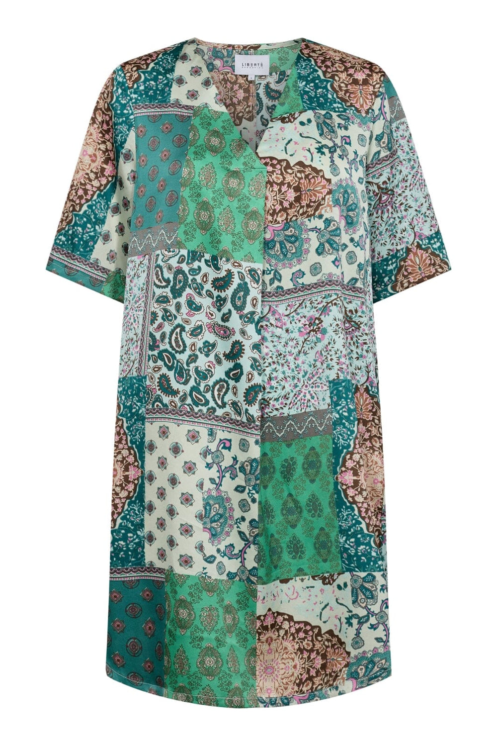 Forudbestilling - Liberte - Patty-Ss-Tunic - Green Patchwork (April) Bluser 