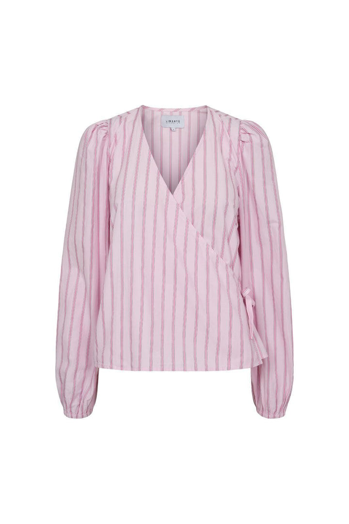 Liberte - Pianna-Wrap-Blouse - Pink Stripe