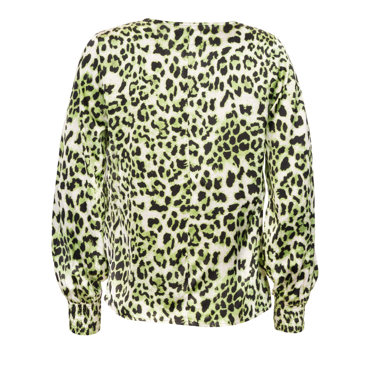 Forudbestilling - Liberte - Solly-Ls-Vneck-Blouse - Lime Leo Bluser 