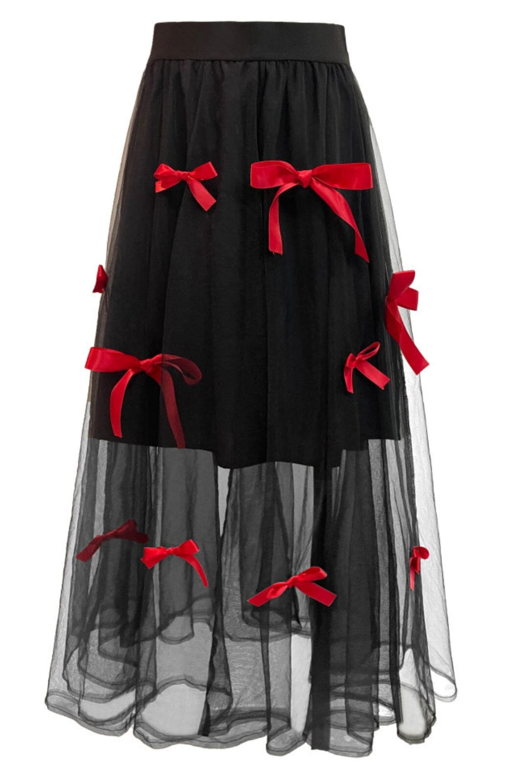 Forudbestilling - Liberte - Tulle-Bow-Skirt 22125 - Black Red Bow Nederdele 