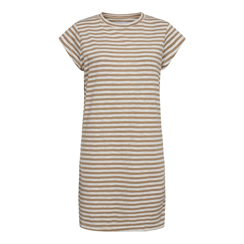 Forudbestilling - Liberte - Ulla-Stripe-Tshirt-Dress - Light Brown White Stripe Kjoler 