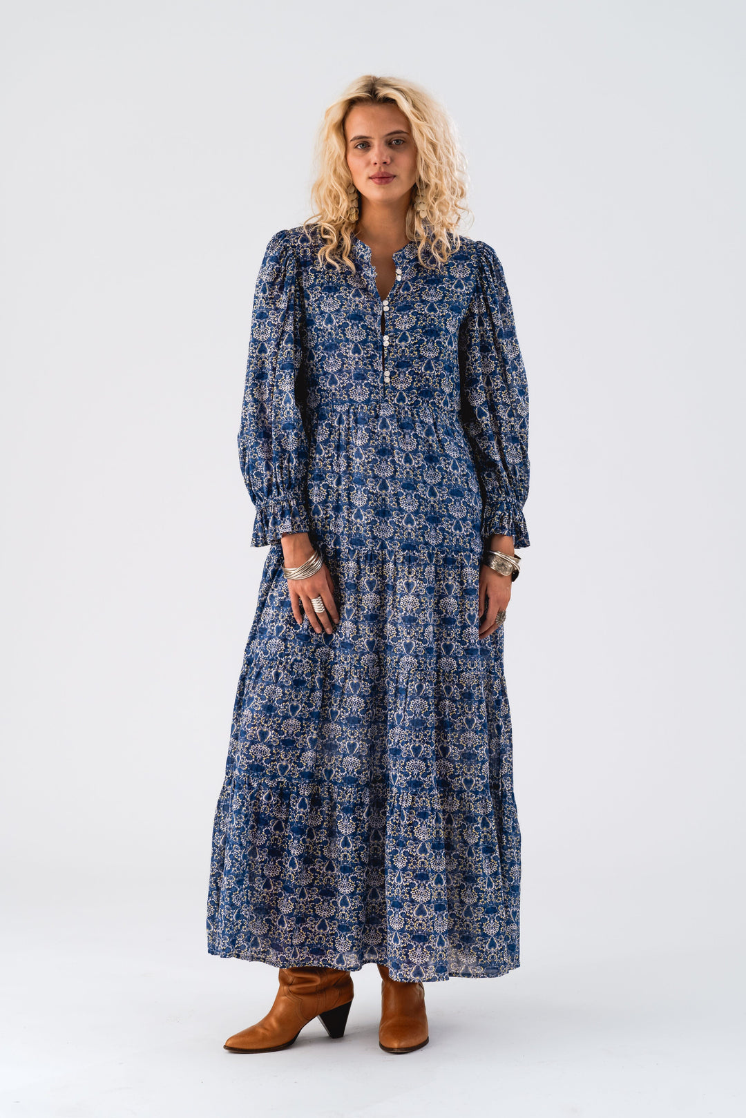 Forudbestilling - Lollys Laundry - Evelynll Maxi Dress Ls - 20 Blue Kjoler 