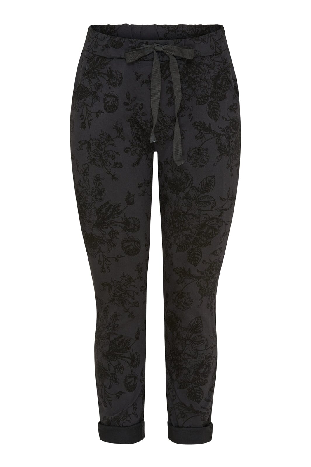 Forudbestilling - Marta Du Chateau - Mdcruberta Pant - Dark Grey Blk Flower Bukser 