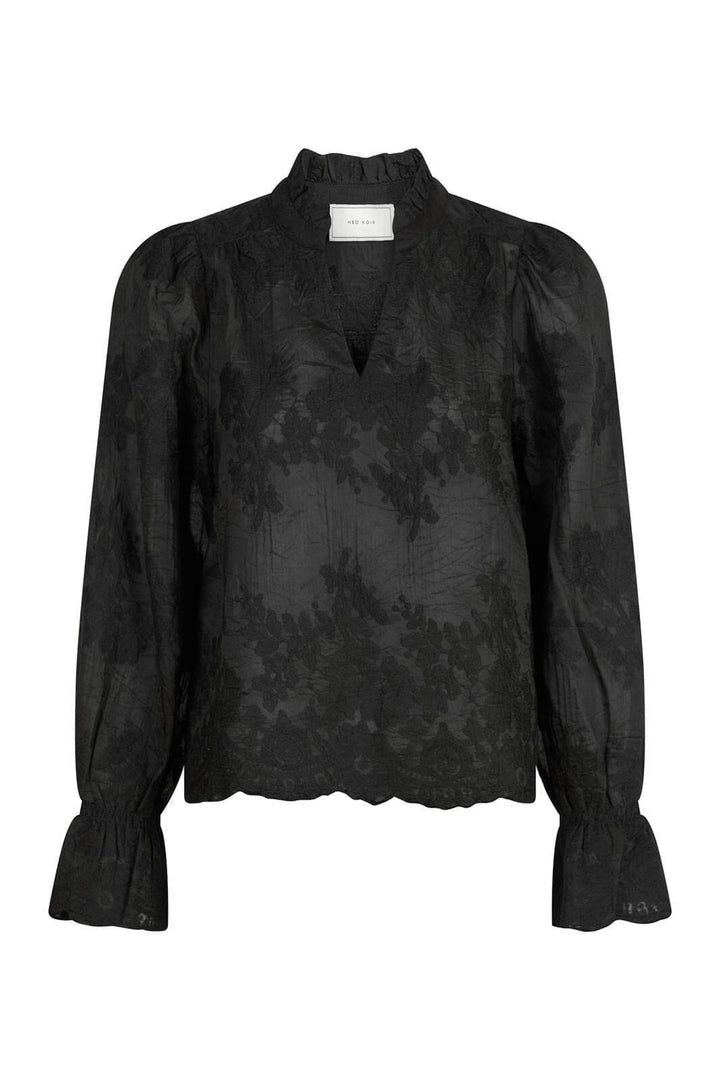 Neo Noir - Amara Big Embroidery Blouse - Black