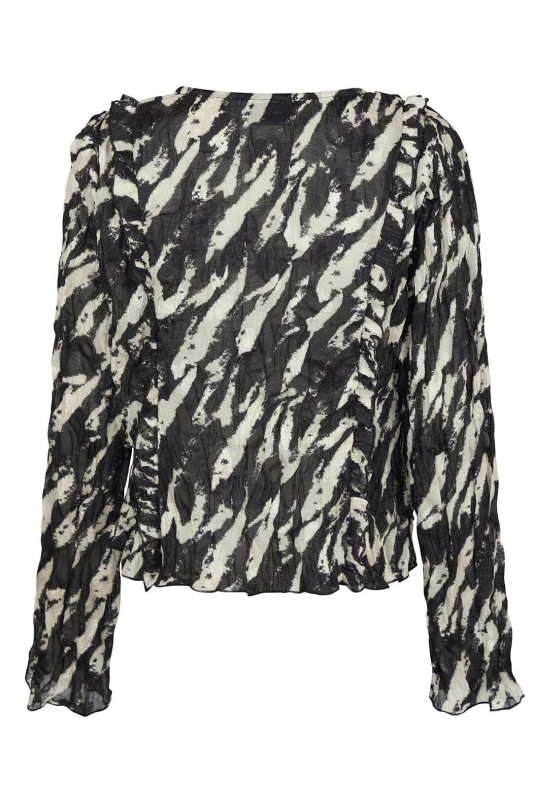 Forudbestilling - Neo Noir - Indy Distressed Zebra Blouse - Black Bluser 