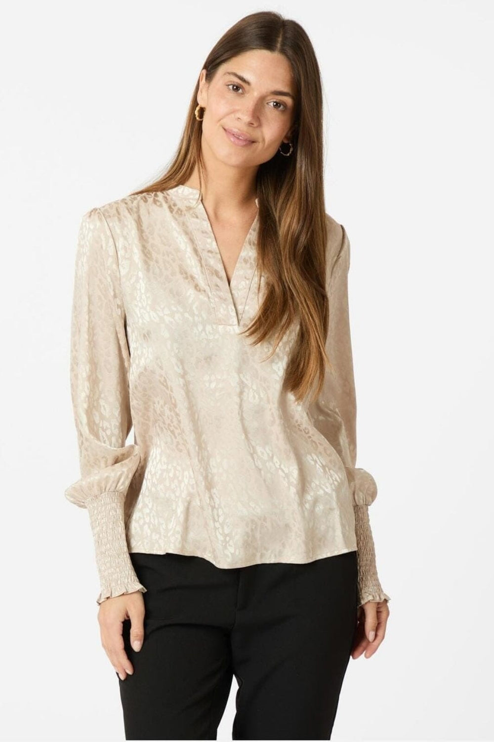 Neo Noir - Landa Leo Jacquard Blouse 164321 - Champagne