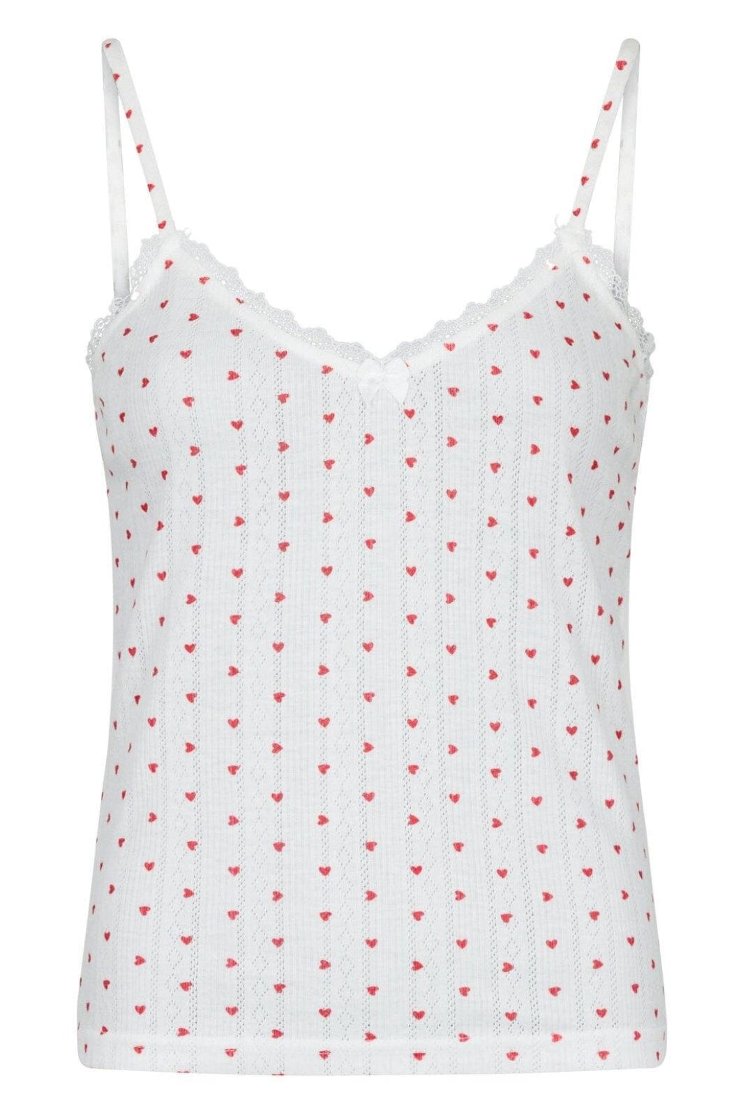 Forudbestilling - Neo Noir - Lindsay Pointelle Heart Top - White Toppe 