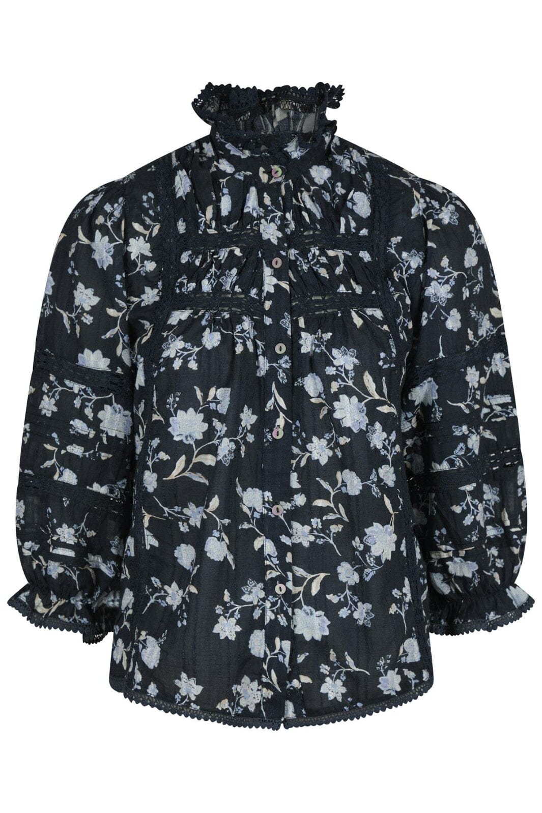 Forudbestilling - Neo Noir - Lyla Night Flower Blouse - Navy Bluser 