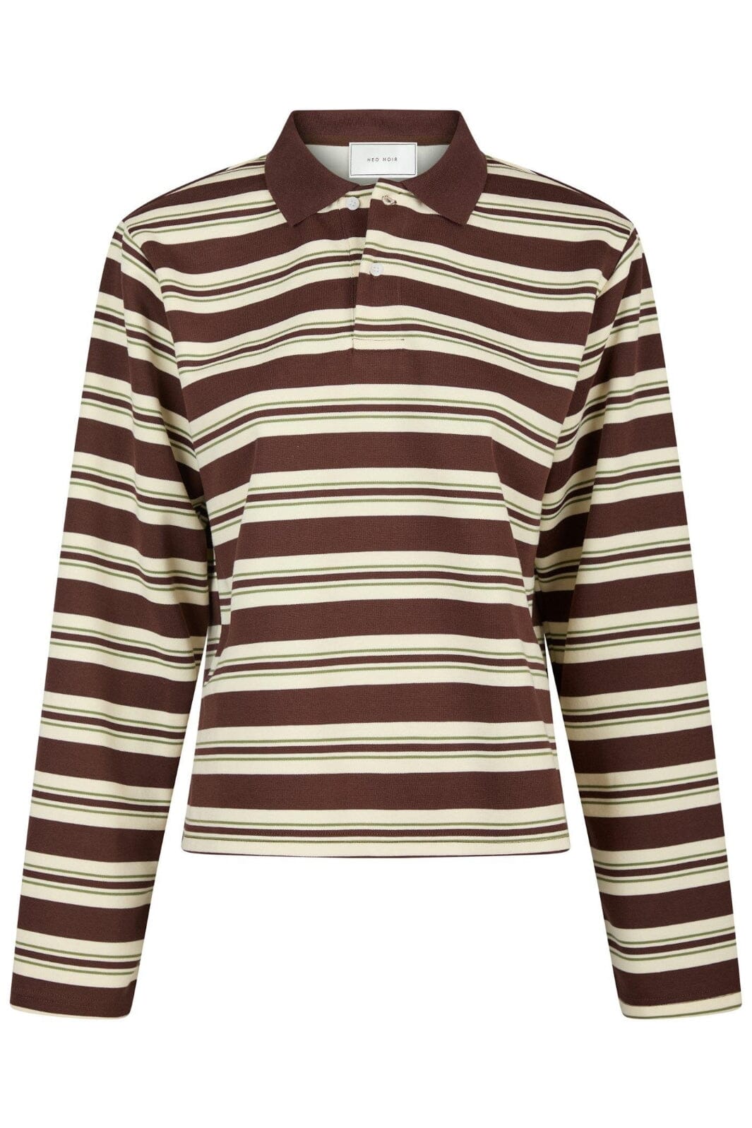 Forudbestilling - Neo Noir - Mala Stripe Polo Blouse 164074 - Brown Bluser 