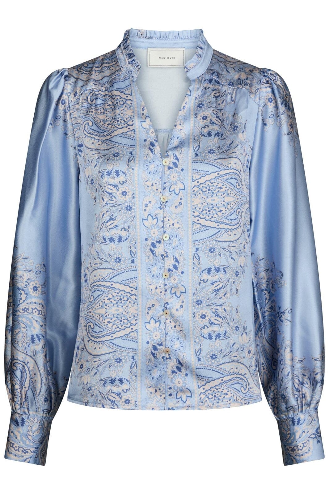 Neo Noir - Massima Paisley Border Blouse 160960 - 145 - Light Blue