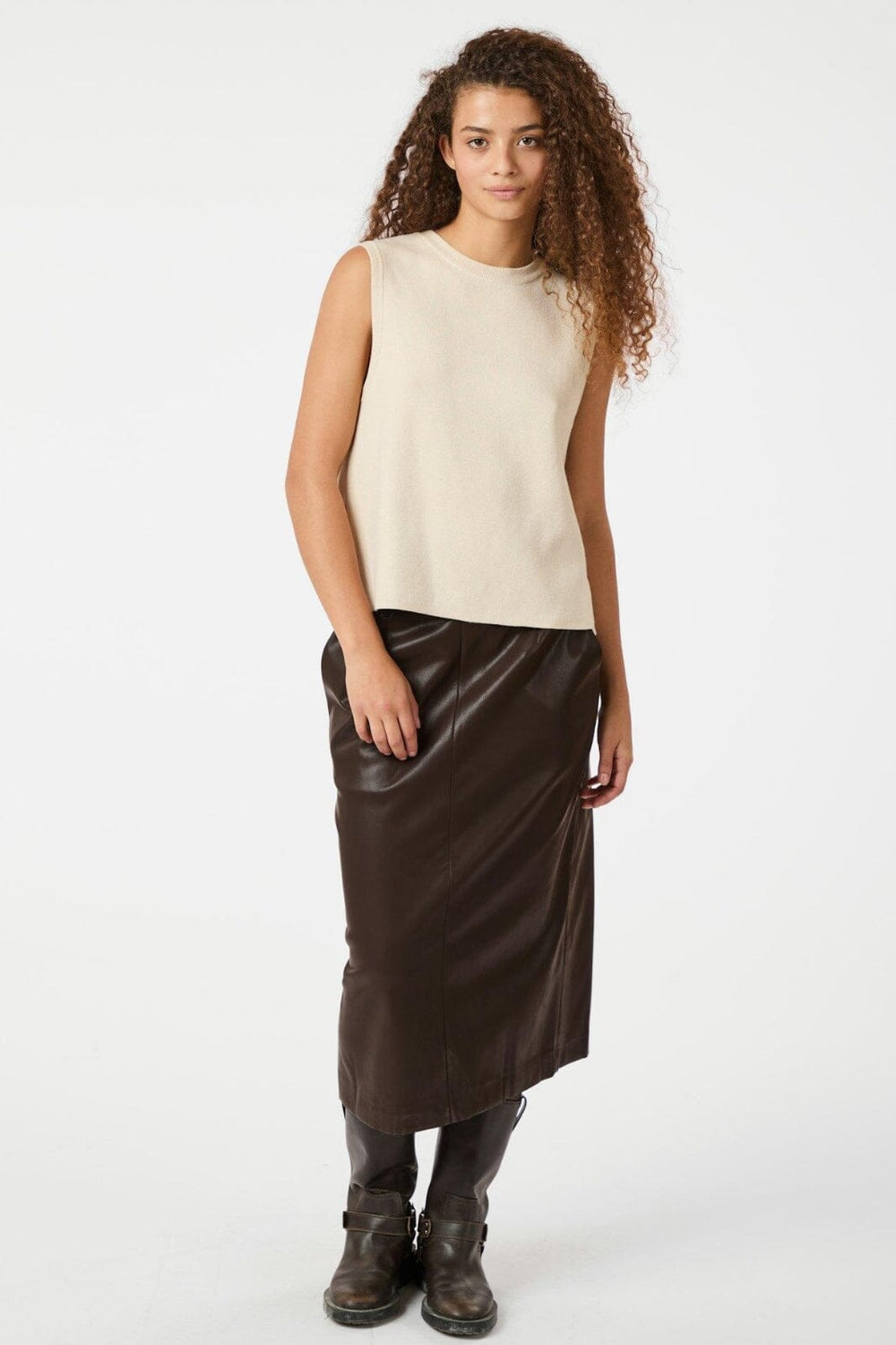 Neo Noir - Nettie Faux Leather Skirt 164502 - 676 - Dark Brown