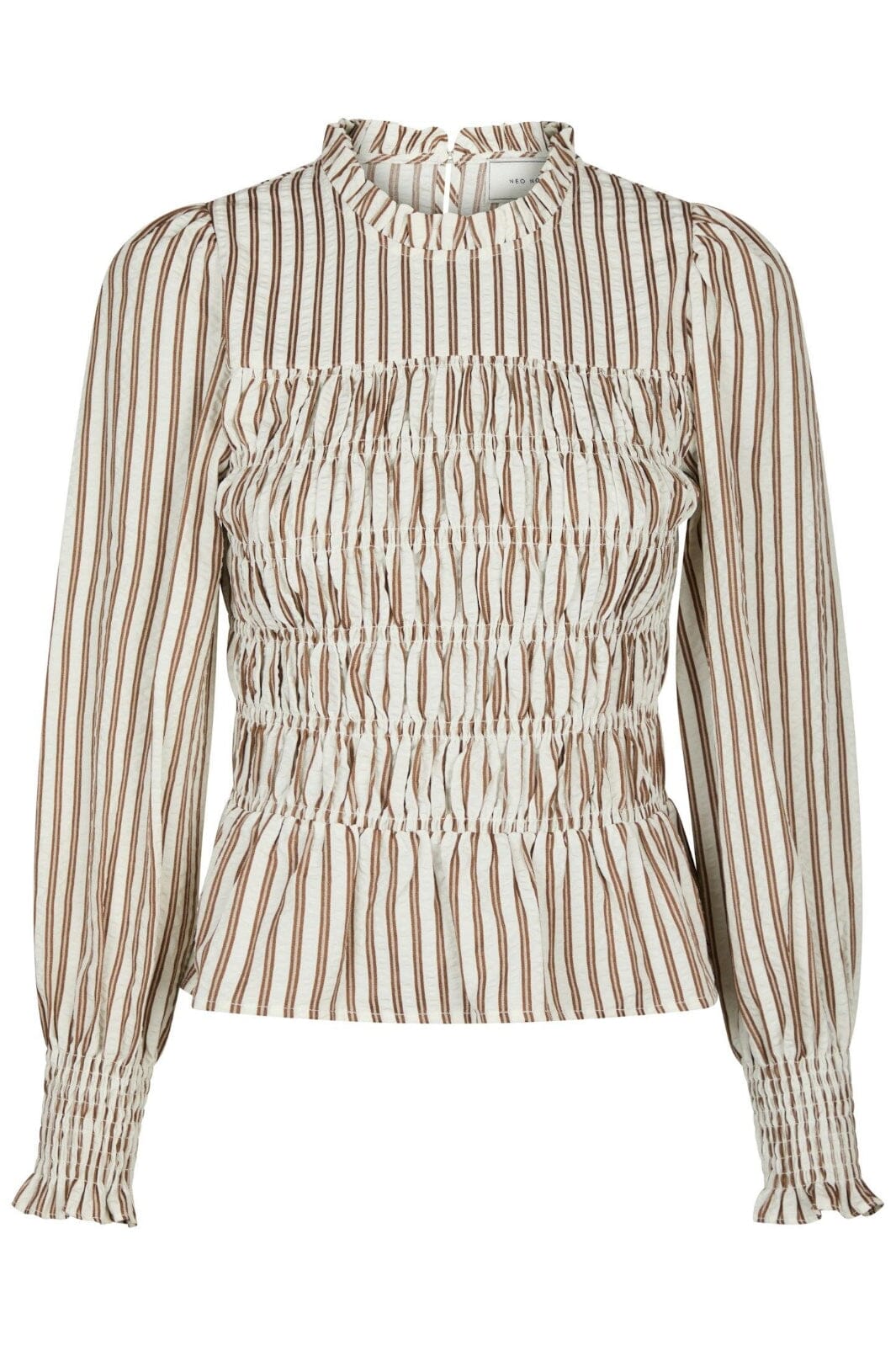 Neo Noir - Possa Twin Stripe Smock Blouse 165011 - 210 - Brown