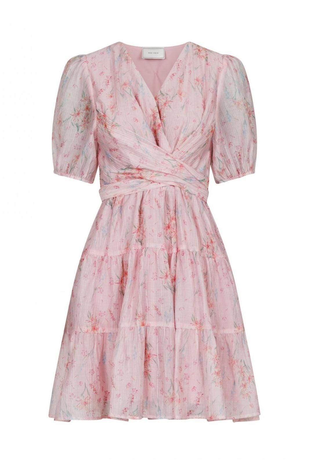 Forudbestilling - Neo Noir - Wendi Flower Crepe Dress - Light Pink Kjoler 