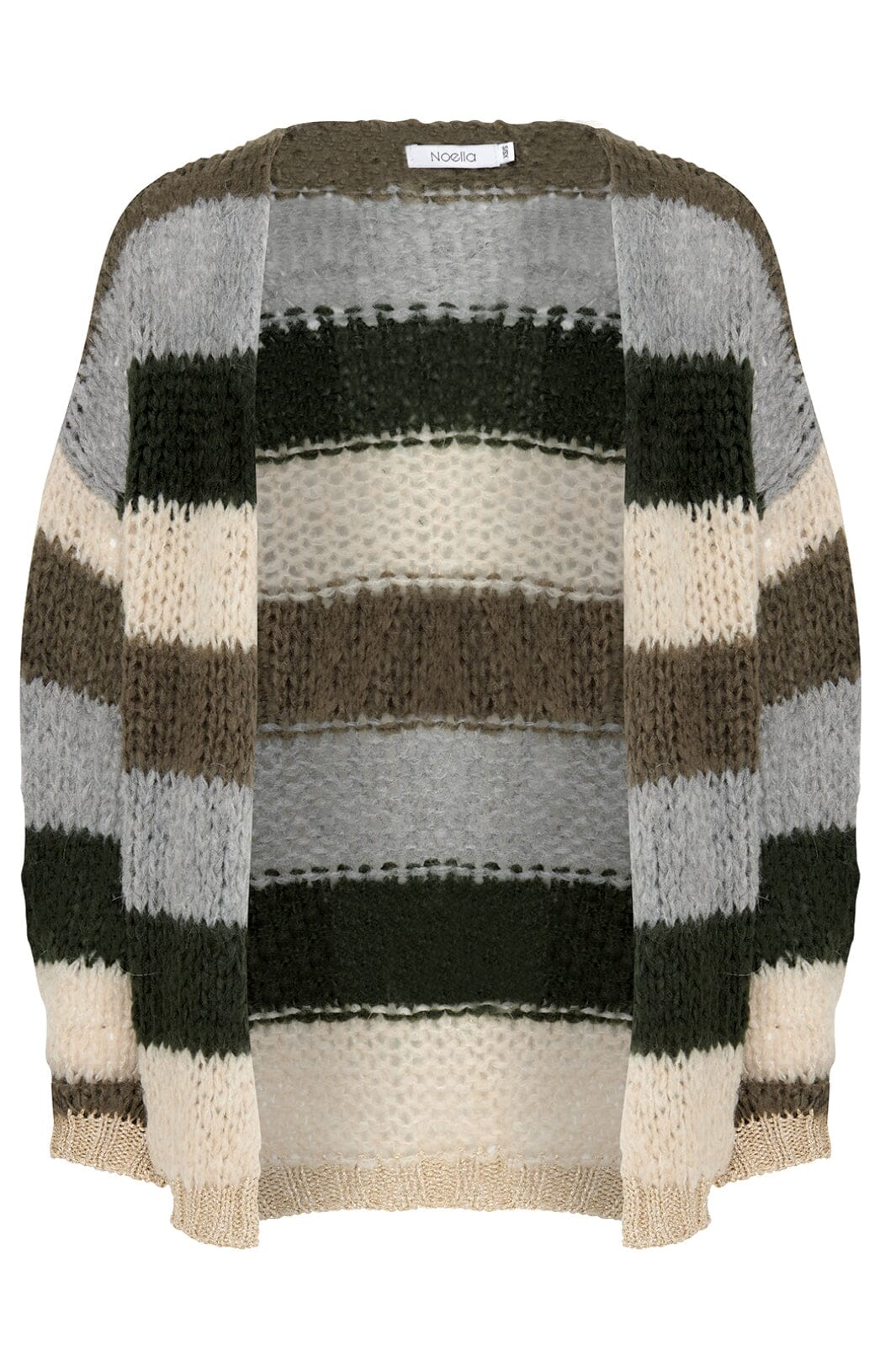 Forudbestilling - Noella - Kala Knit Cardigan Wool - Army/Beige Stripes 5 Cardigans 